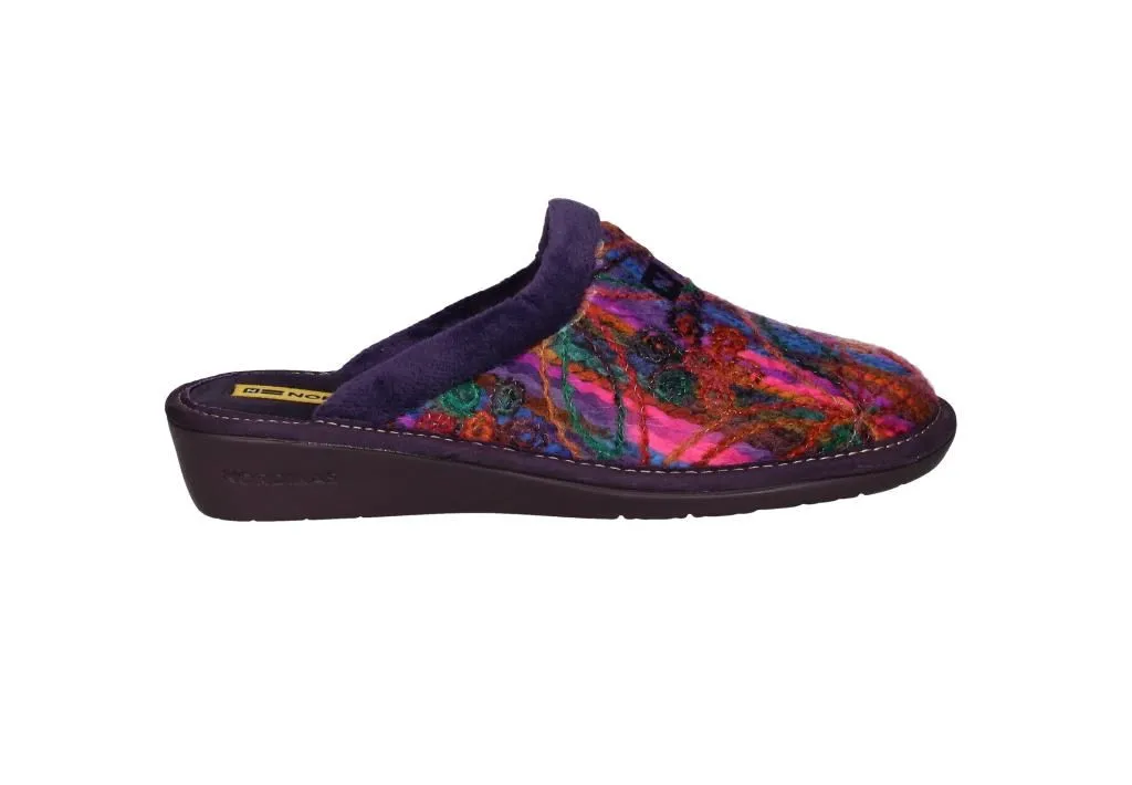 Chinela Lana Morado/fuxia Bordados Flores