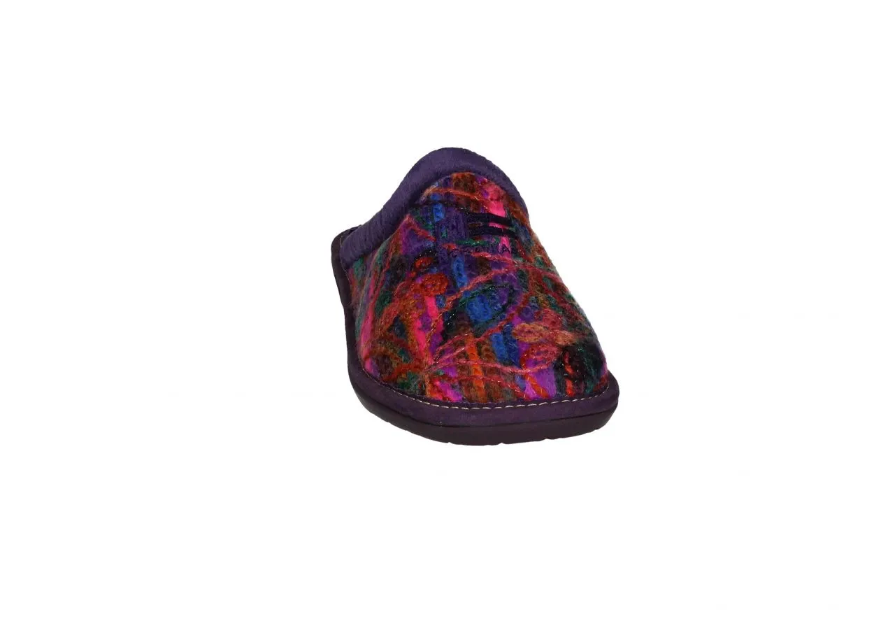 Chinela Lana Morado/fuxia Bordados Flores