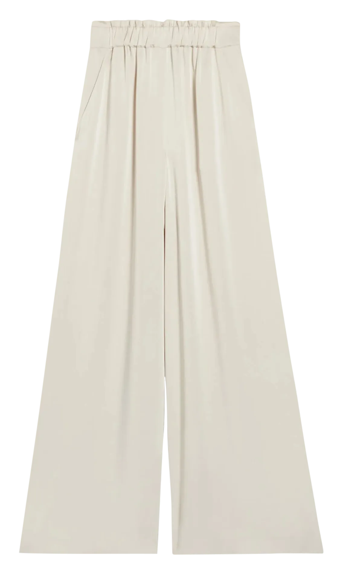CLAUDIE PIERLOT Pantalón ancho de talle alto satinado en beige