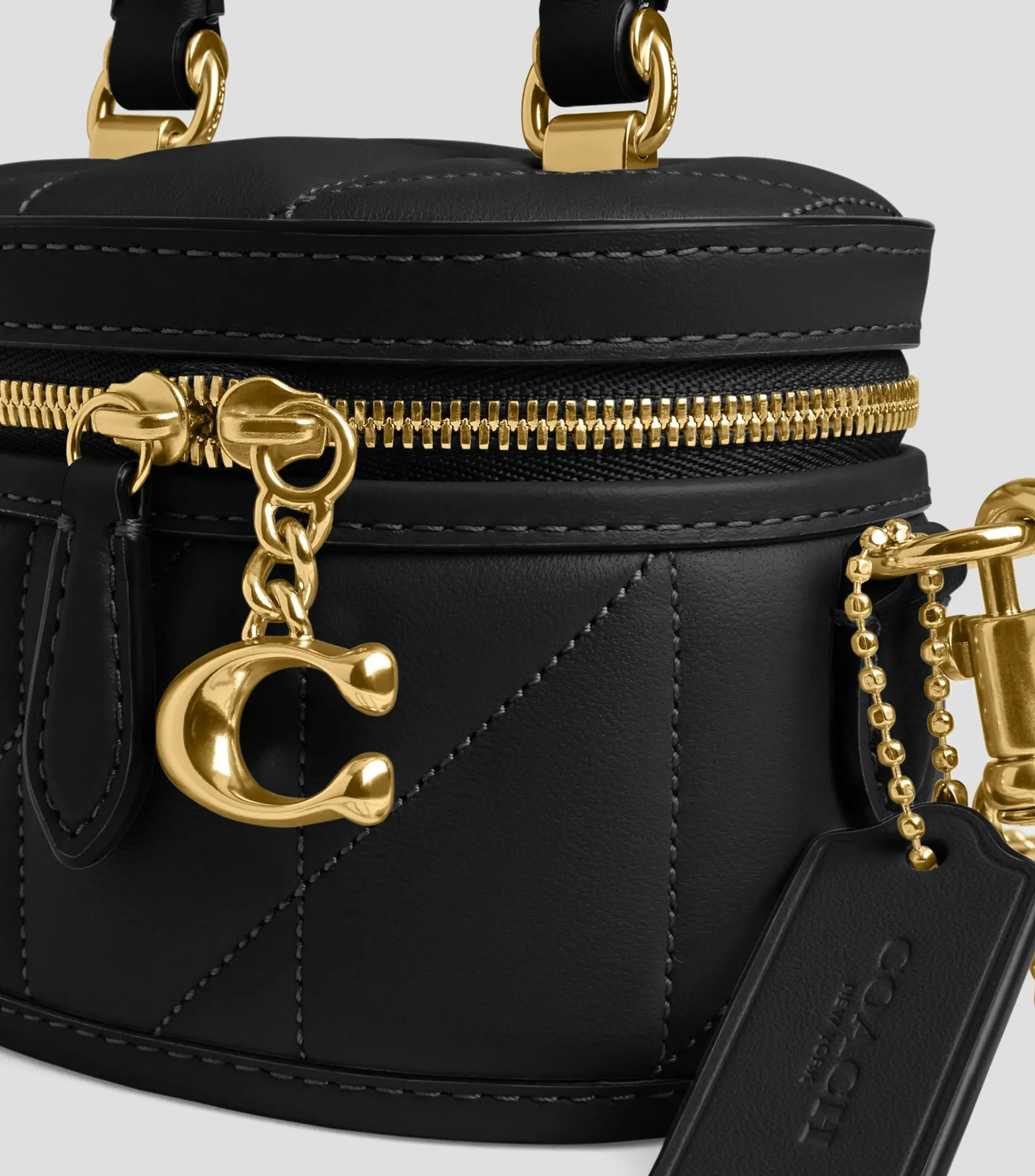 Coach Bolso crossbody en piel negro Quilted Trail 12 Mujer