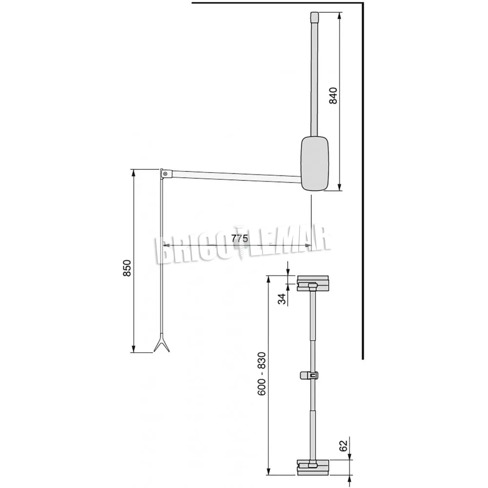 COLGADOR ABATIBLE PARA ARMARIO REGULABLE 600830MM HASTA 12 KG ACERO COLOR CROMADO EMUCA