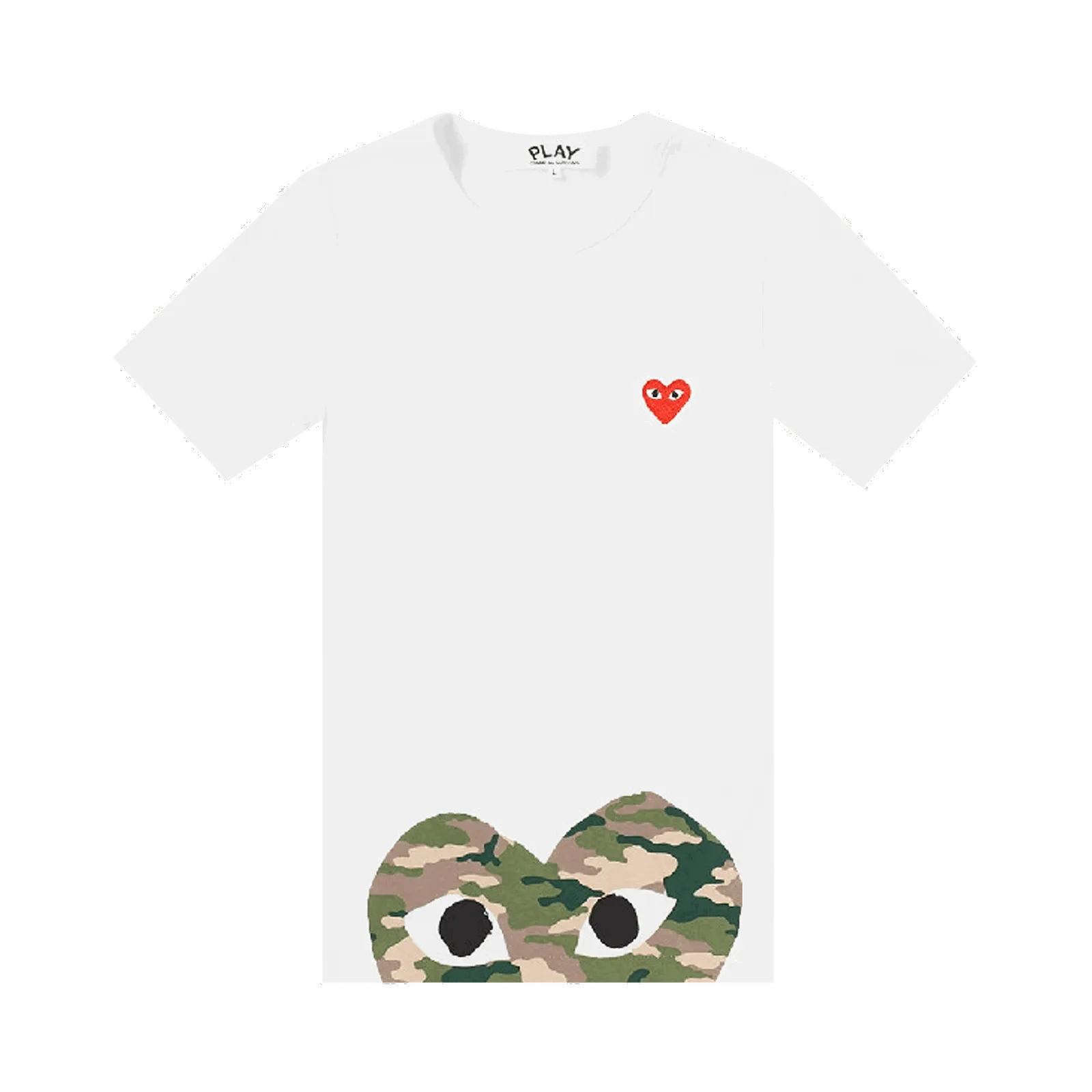 COMME DES GARçONS PLAY CAMO HEM HEART LOGO TSHIRT 'WHITE'
