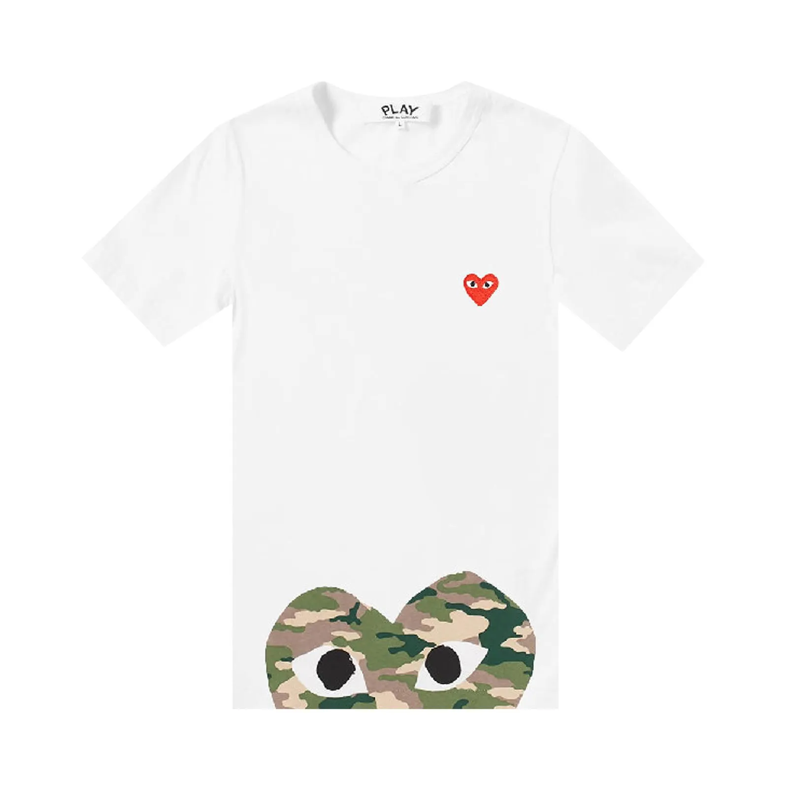 COMME DES GARçONS PLAY CAMO HEM HEART LOGO TSHIRT 'WHITE'