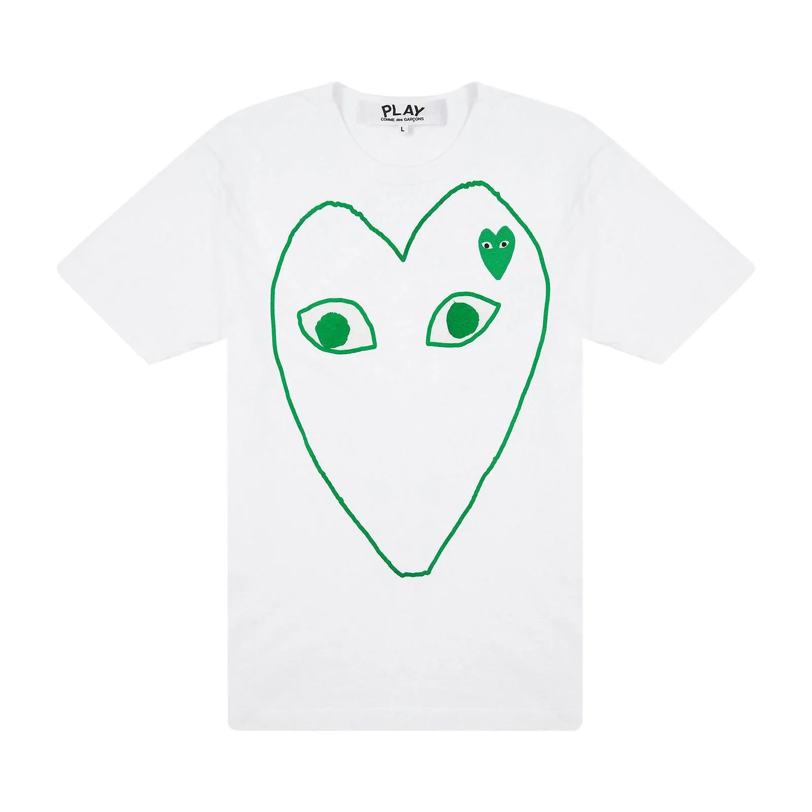 COMME DES GARçONS PLAY GREEN EMBLEM OUTLINE TSHIRT