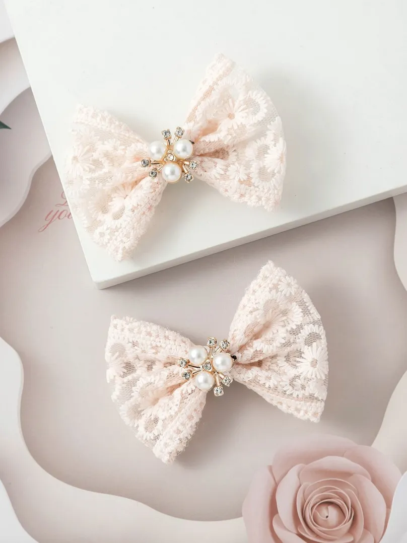 Conjunto de 2 Elegantes Horquillas de Encaje para Niñas