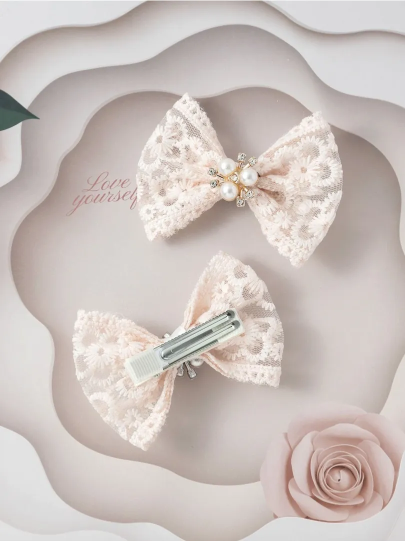 Conjunto de 2 Elegantes Horquillas de Encaje para Niñas