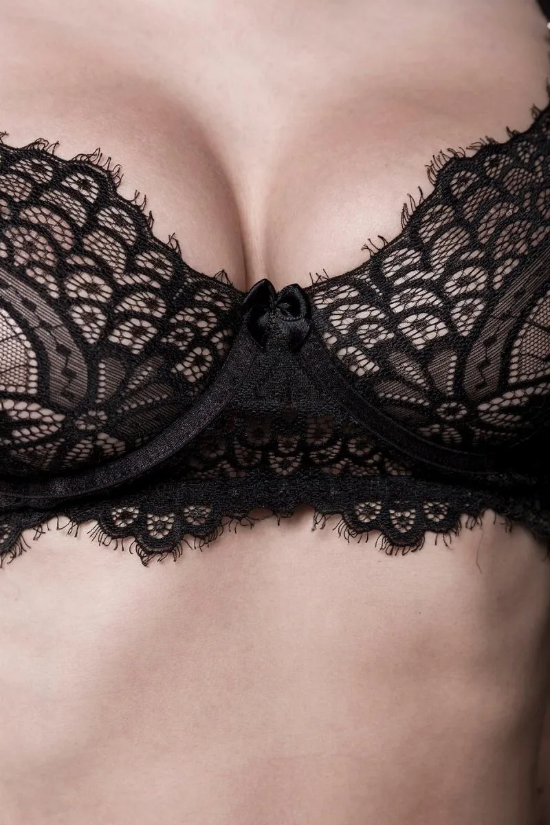 Conjunto de encaje fino negro