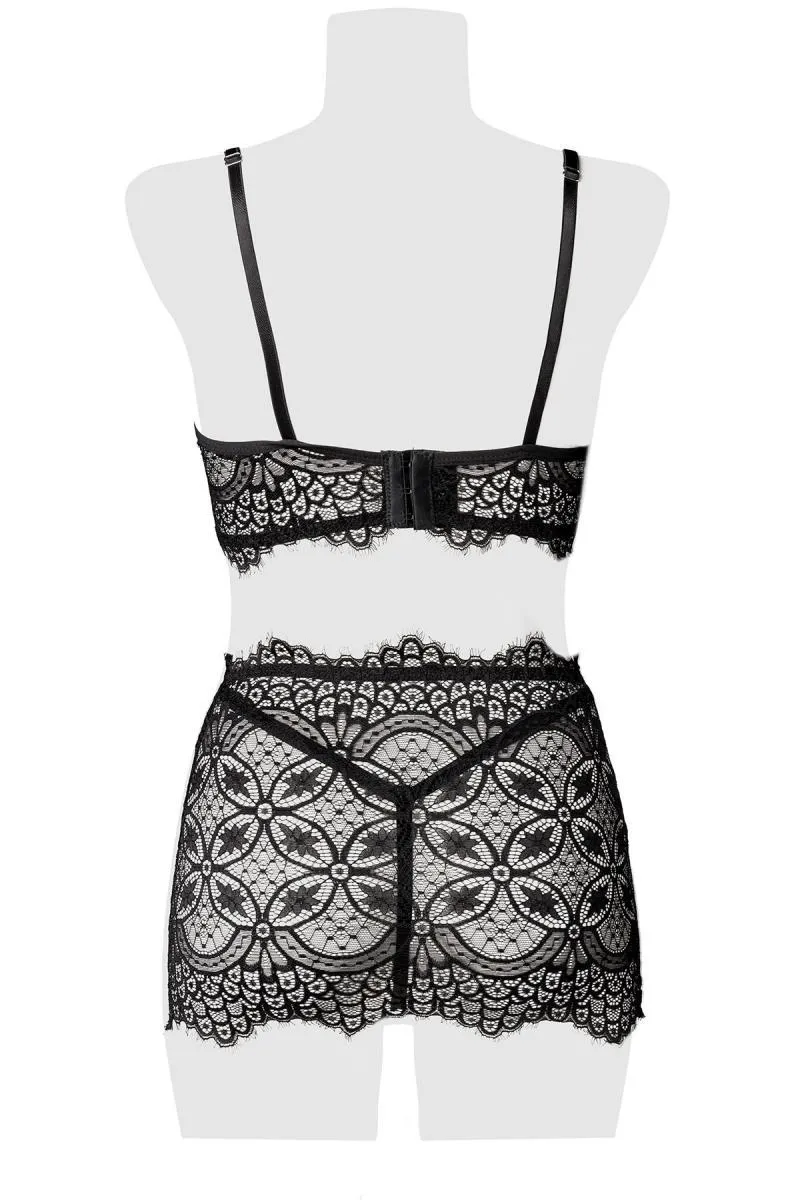 Conjunto de encaje fino negro