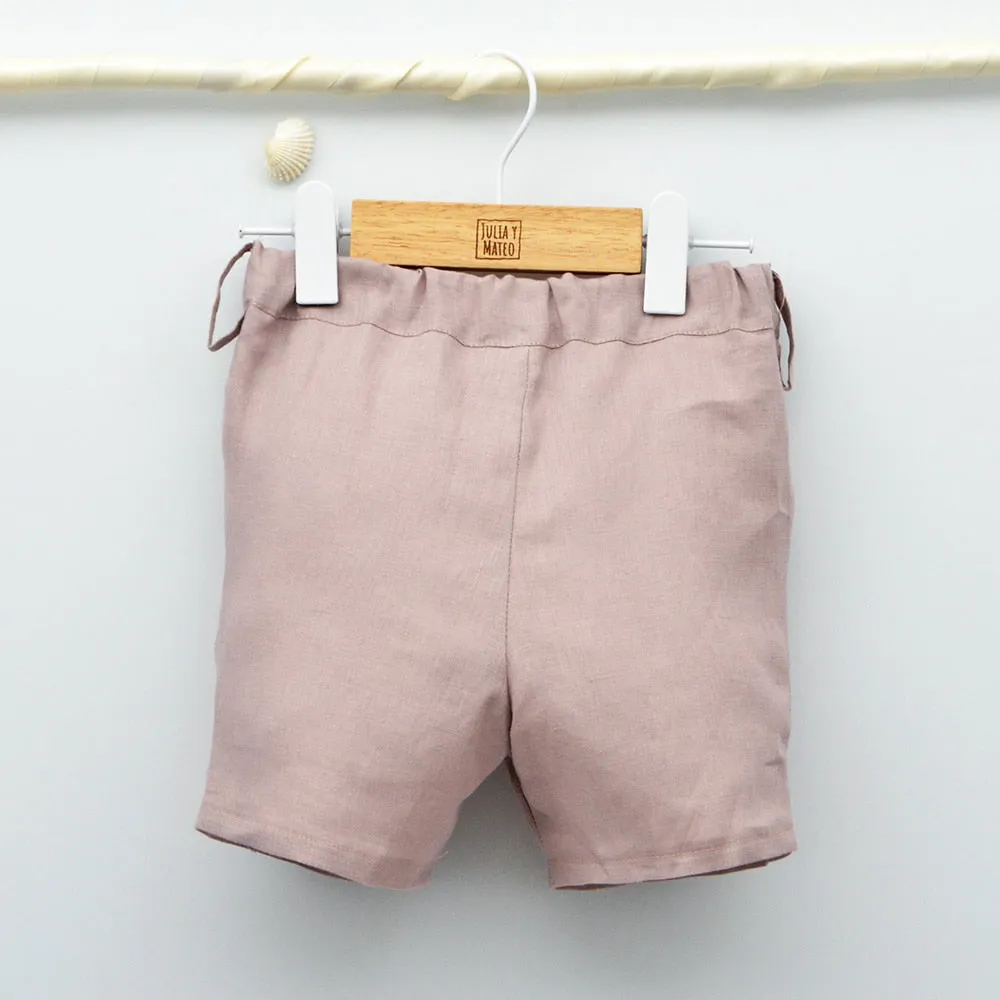 Conjunto lino Isabel con camisa, pajarita y pantalón con fajín talla 10 aos