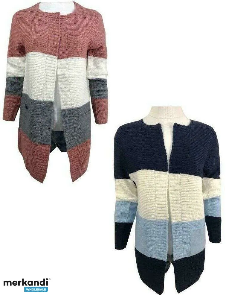 Cárdigan de rayas boyfriend boyfriend de manga larga para mujer tops casuales abiertos de invierno más pequeños a XXL