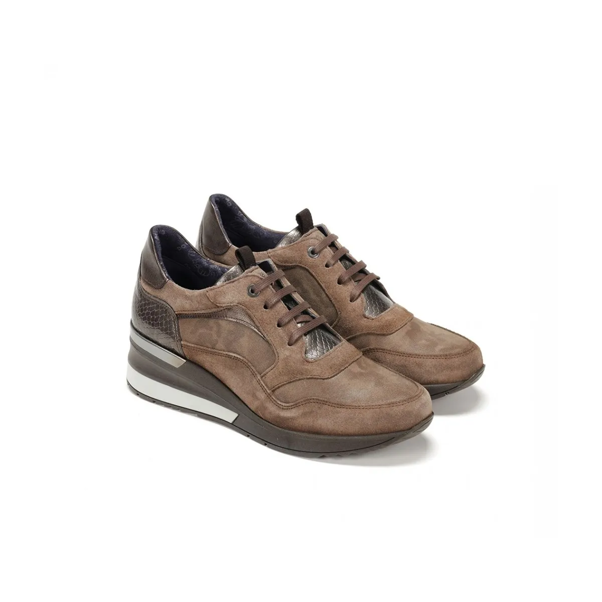 Dorking by Fluchos zapatos deportivo cuña Cintia marrón, negro D8984