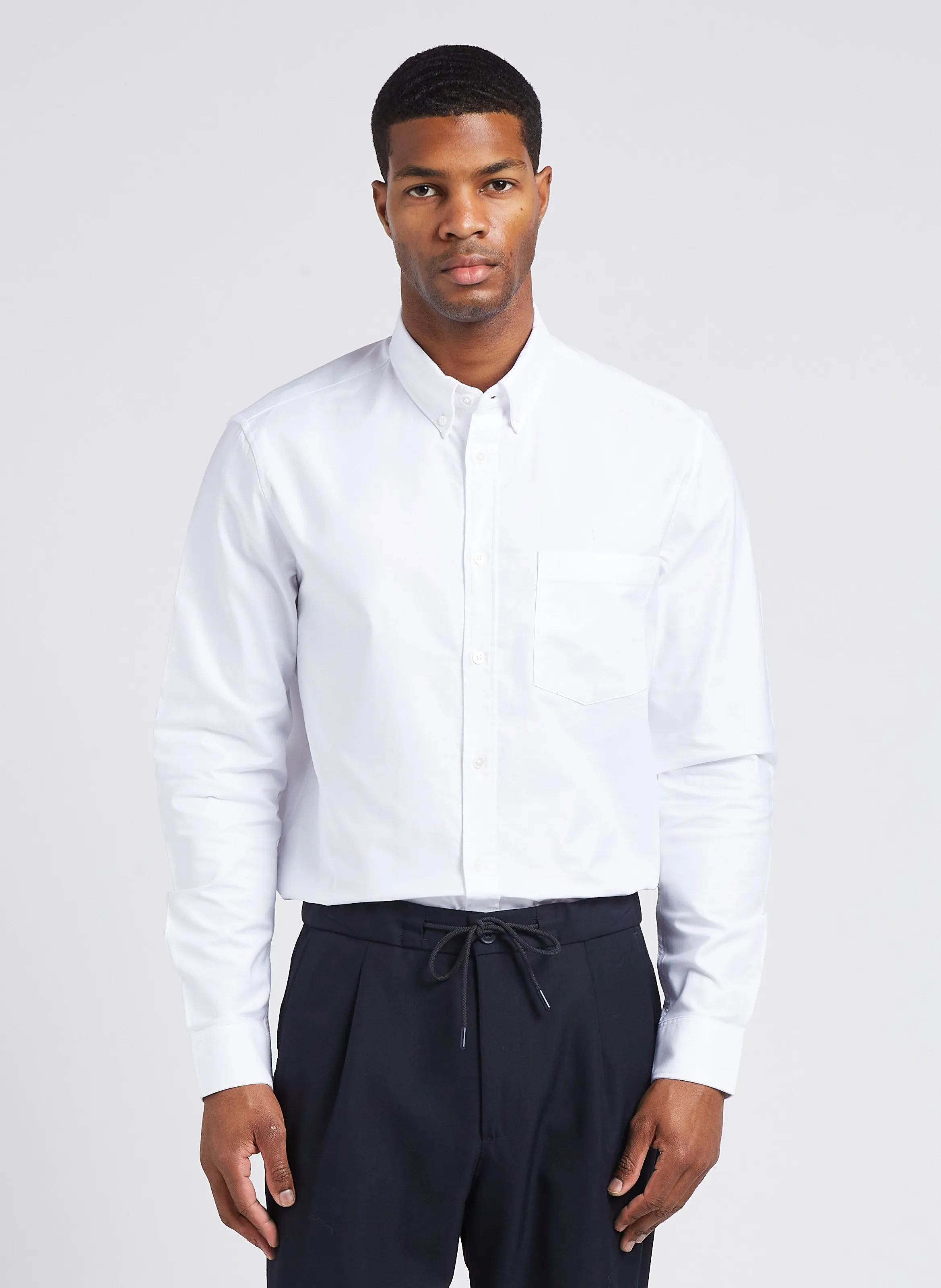 EDITIONS 102 NOUVOX  CAMISA RECTA DE ALGODóN CON CUELLO AMERICANO EN BLANCO