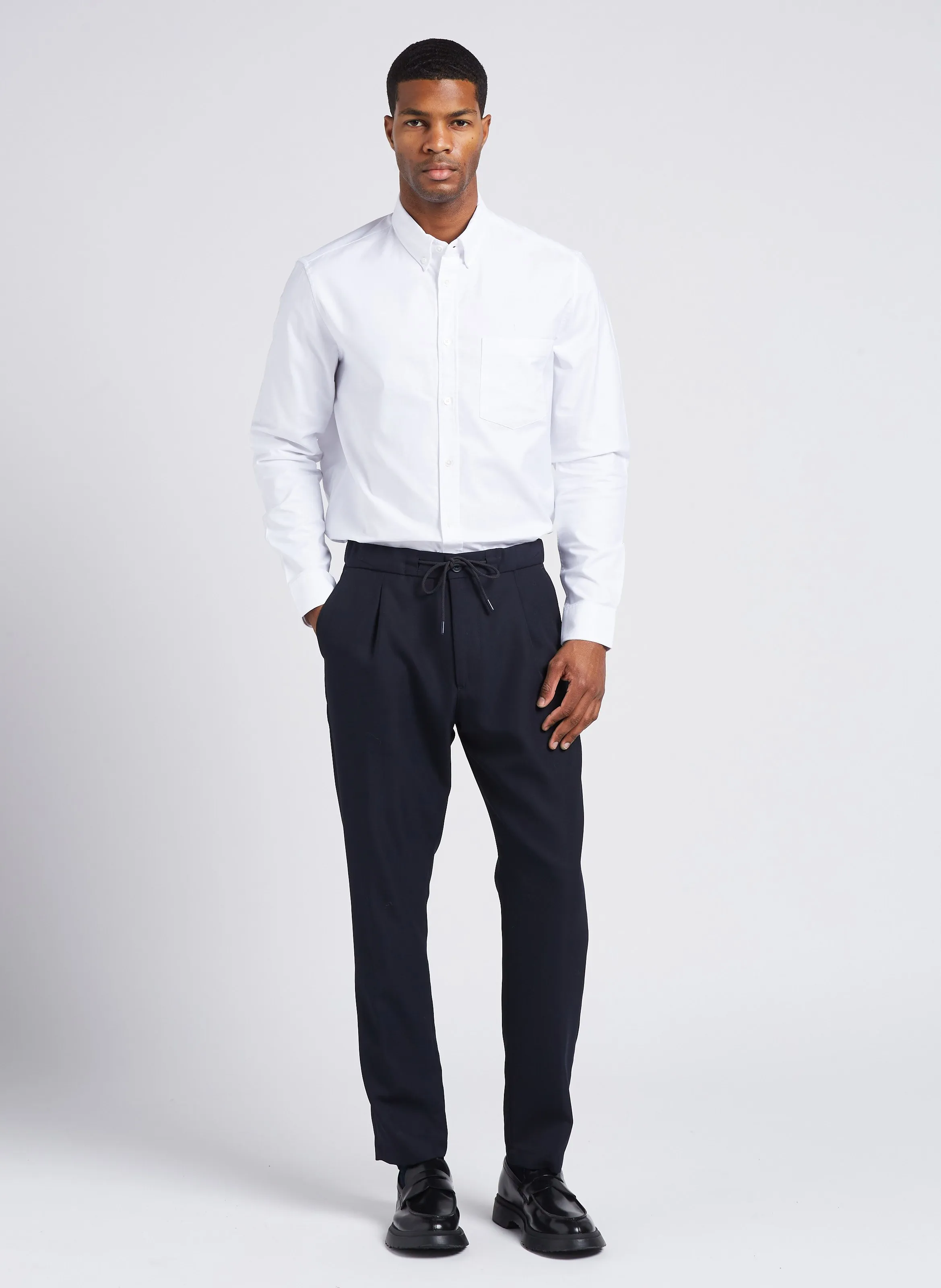 EDITIONS 102 NOUVOX  CAMISA RECTA DE ALGODóN CON CUELLO AMERICANO EN BLANCO