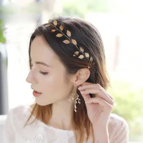 Elegant Leaves Bride Wedding Hair Jewelry Leaf Headband Headpieces Alloy Bridal Hair Accessories