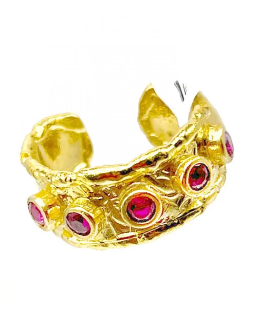 ELEGANTES ANILLOS DORADOS CON DETALLES EN FUCSIA