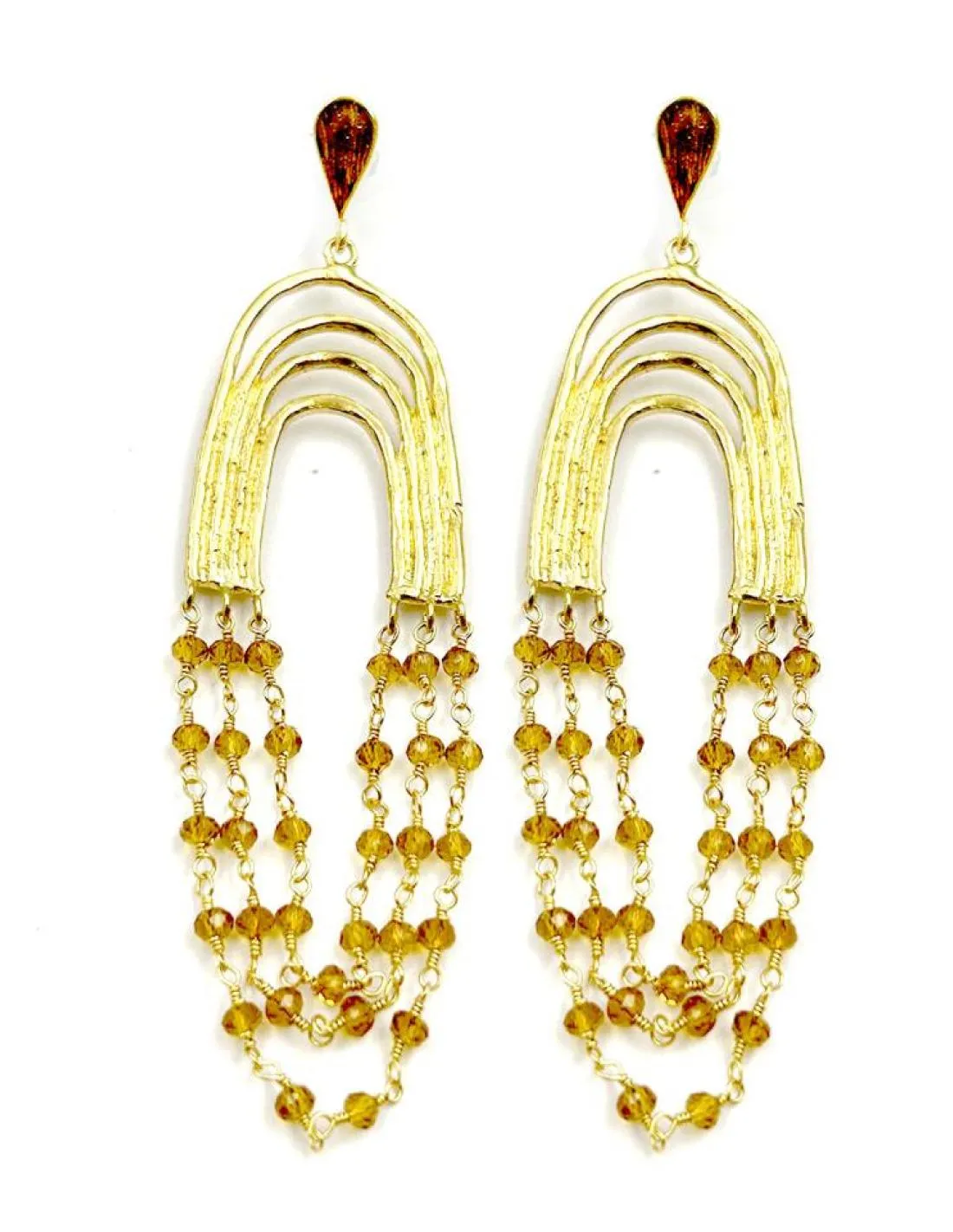 ELEGANTES PENDIENTES LARGOS DORADOS PARA BODAS DE NOCHE