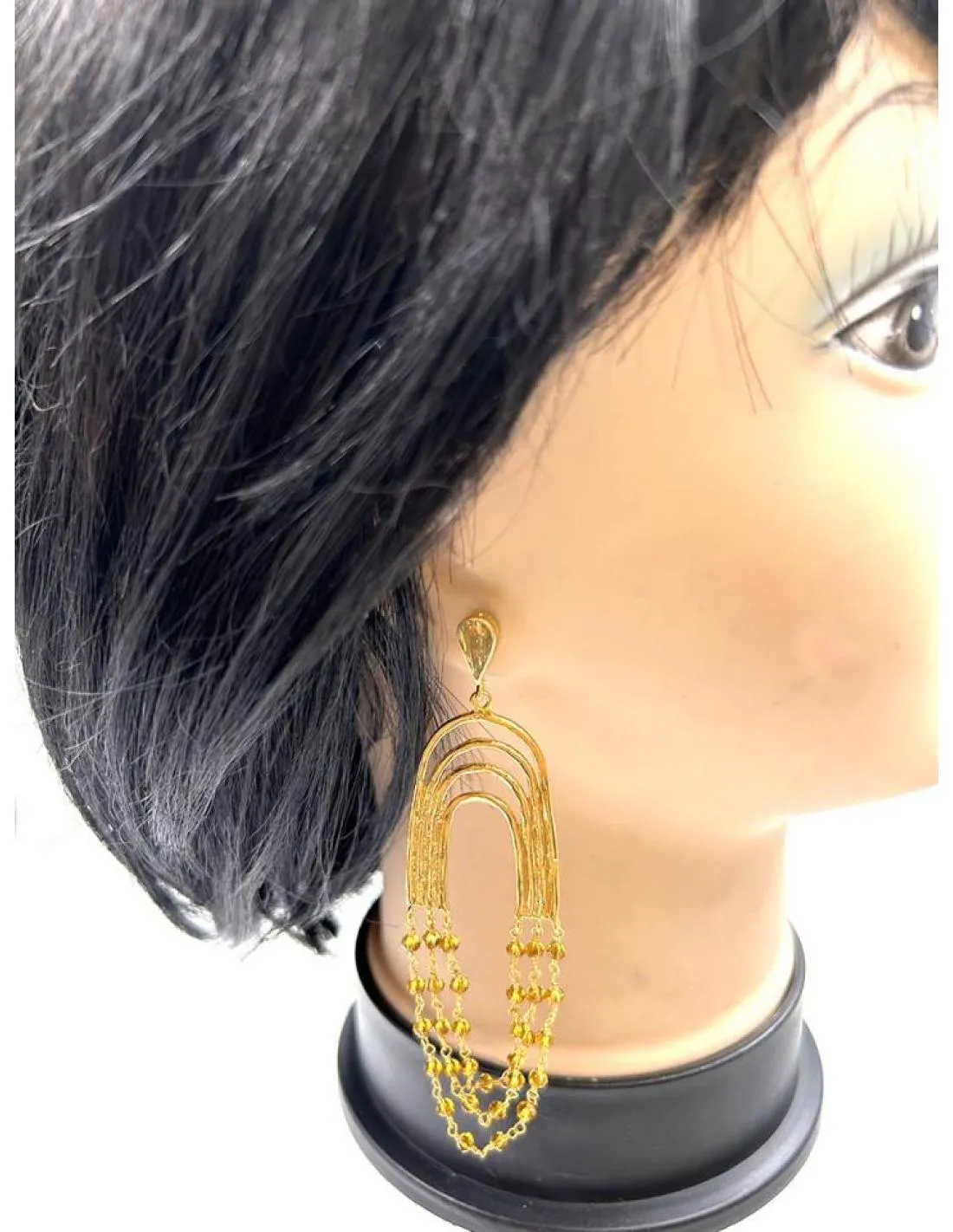 ELEGANTES PENDIENTES LARGOS DORADOS PARA BODAS DE NOCHE