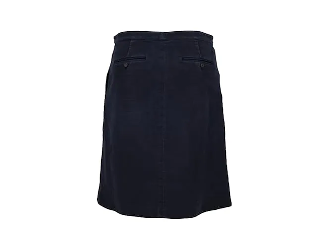 Falda Corta De Sarga De Algodón Balenciaga Azul Azul marino 