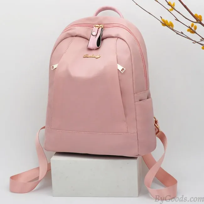 Fashion Black Pink Love Pocket Nylon PU Simple Large School Backpack