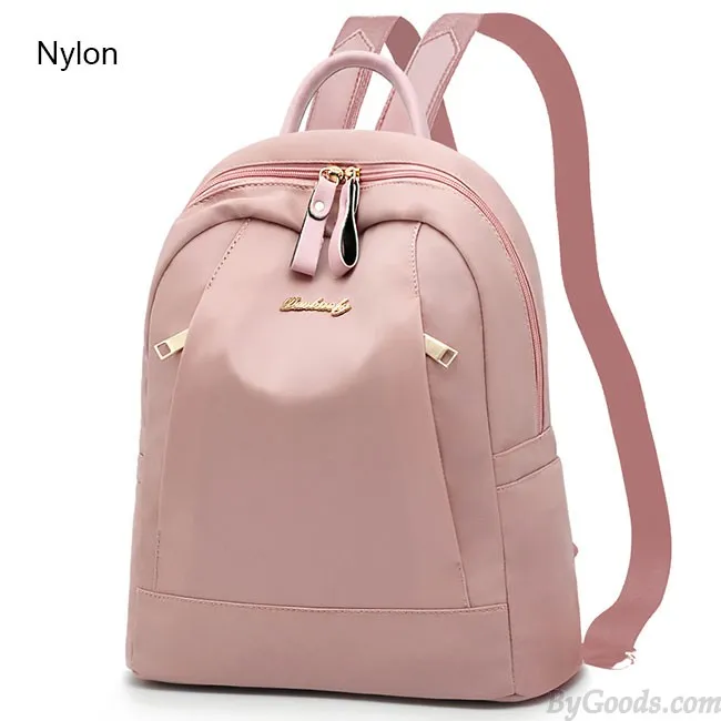 Fashion Black Pink Love Pocket Nylon PU Simple Large School Backpack