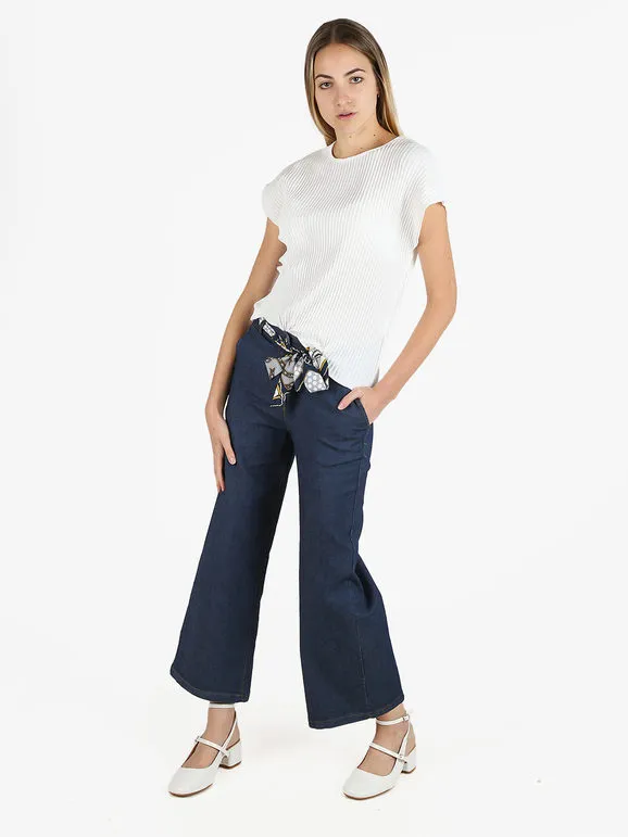 Fashion Pantalón ancho de mujer efecto denim