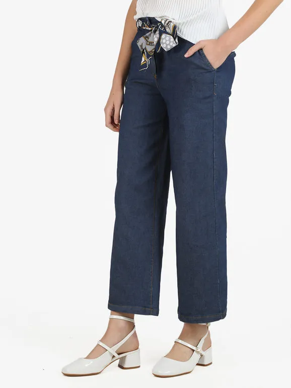Fashion Pantalón ancho de mujer efecto denim