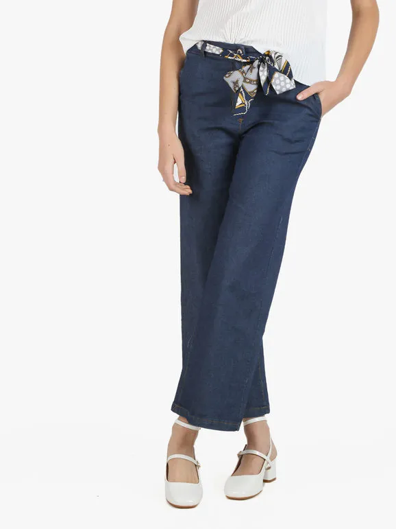 Fashion Pantalón ancho de mujer efecto denim