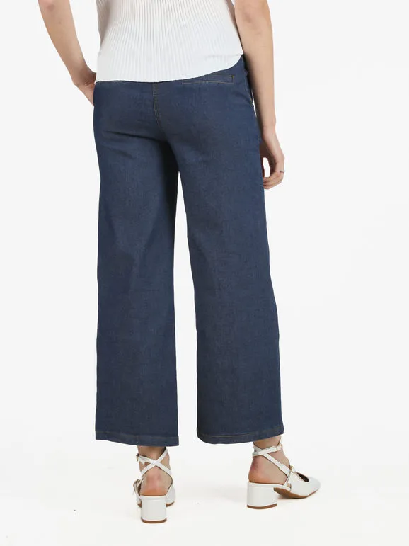 Fashion Pantalón ancho de mujer efecto denim