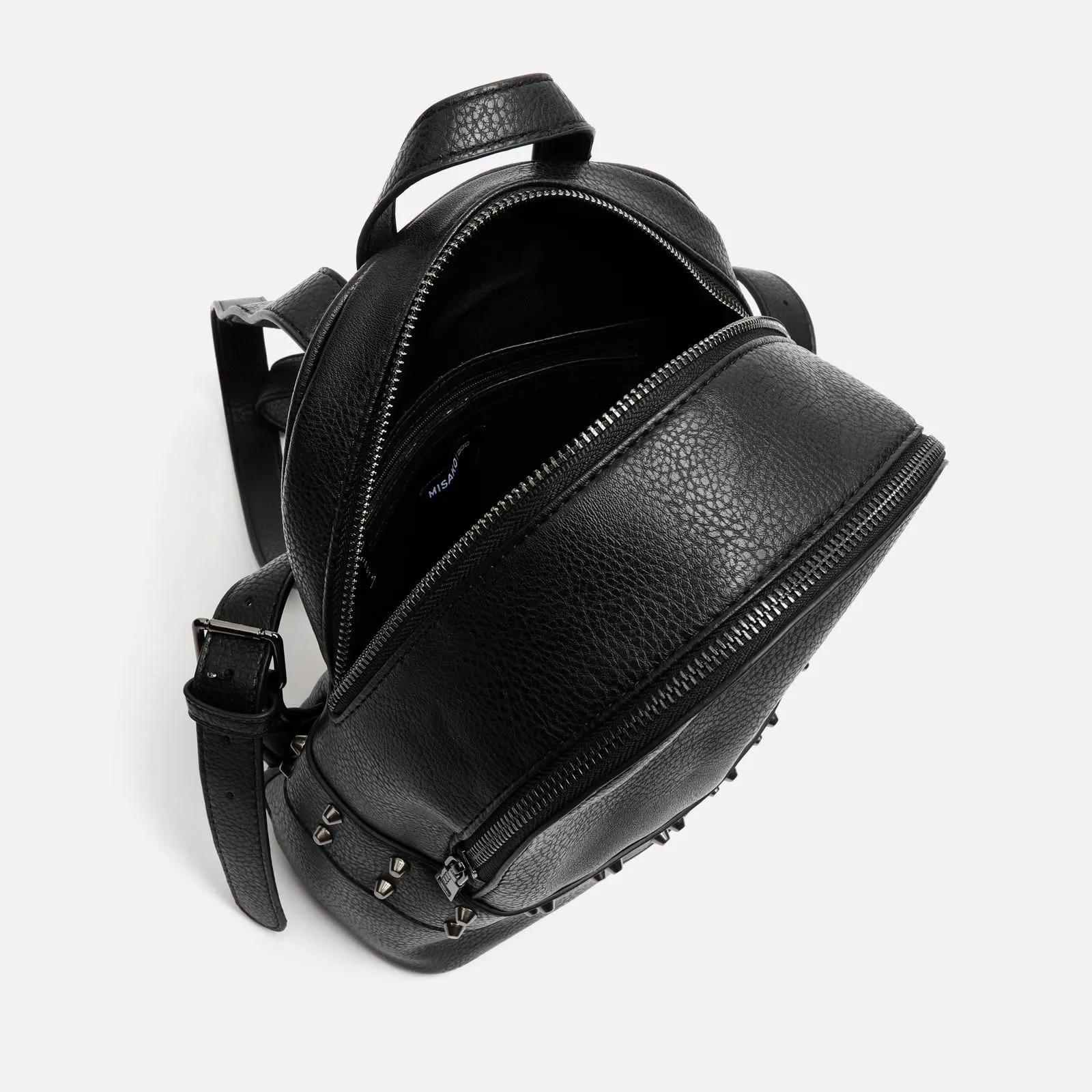 Flanatina mochila pequea con detalles metálicos