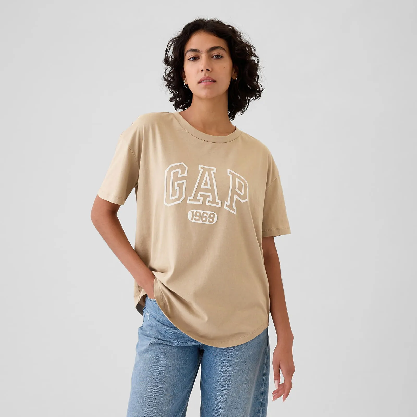 GAP TSHIRT SHORTSLEEVE LOGO TEE KHAKI M