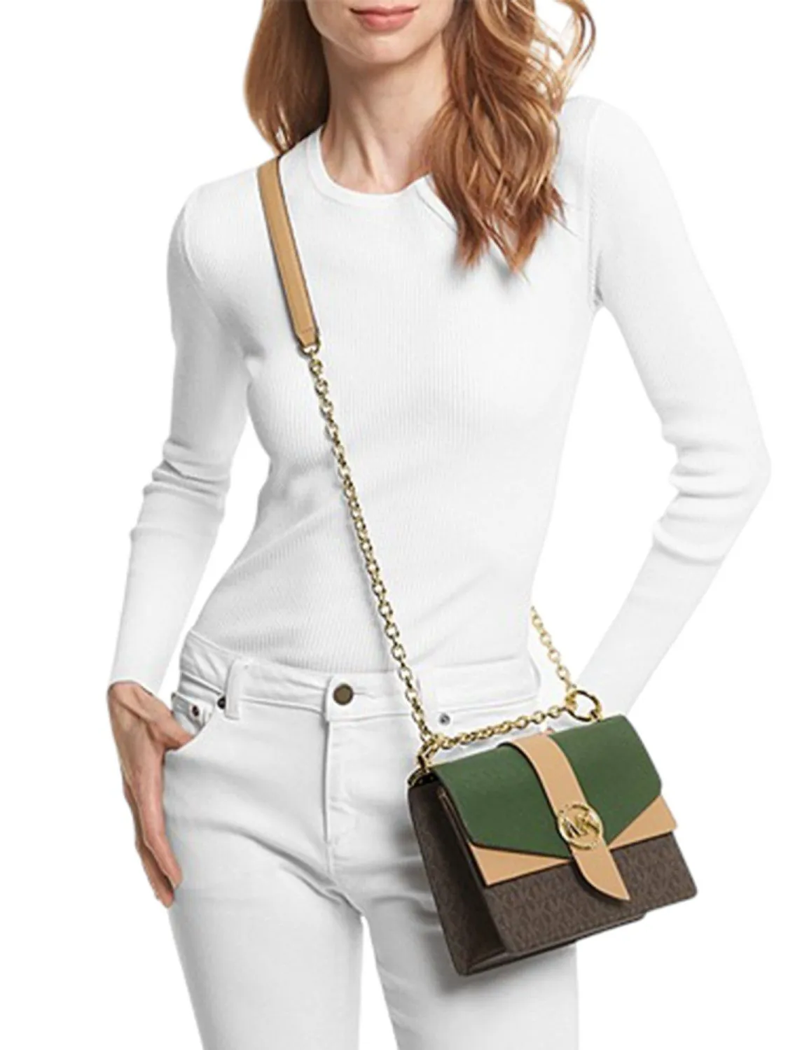 GREENWICH BANDOLERA TRICOLOR LOGO MICHAEL KORS