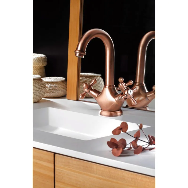 Grifo de lavabo 1929 con desague automático cobre envejecido Galindo