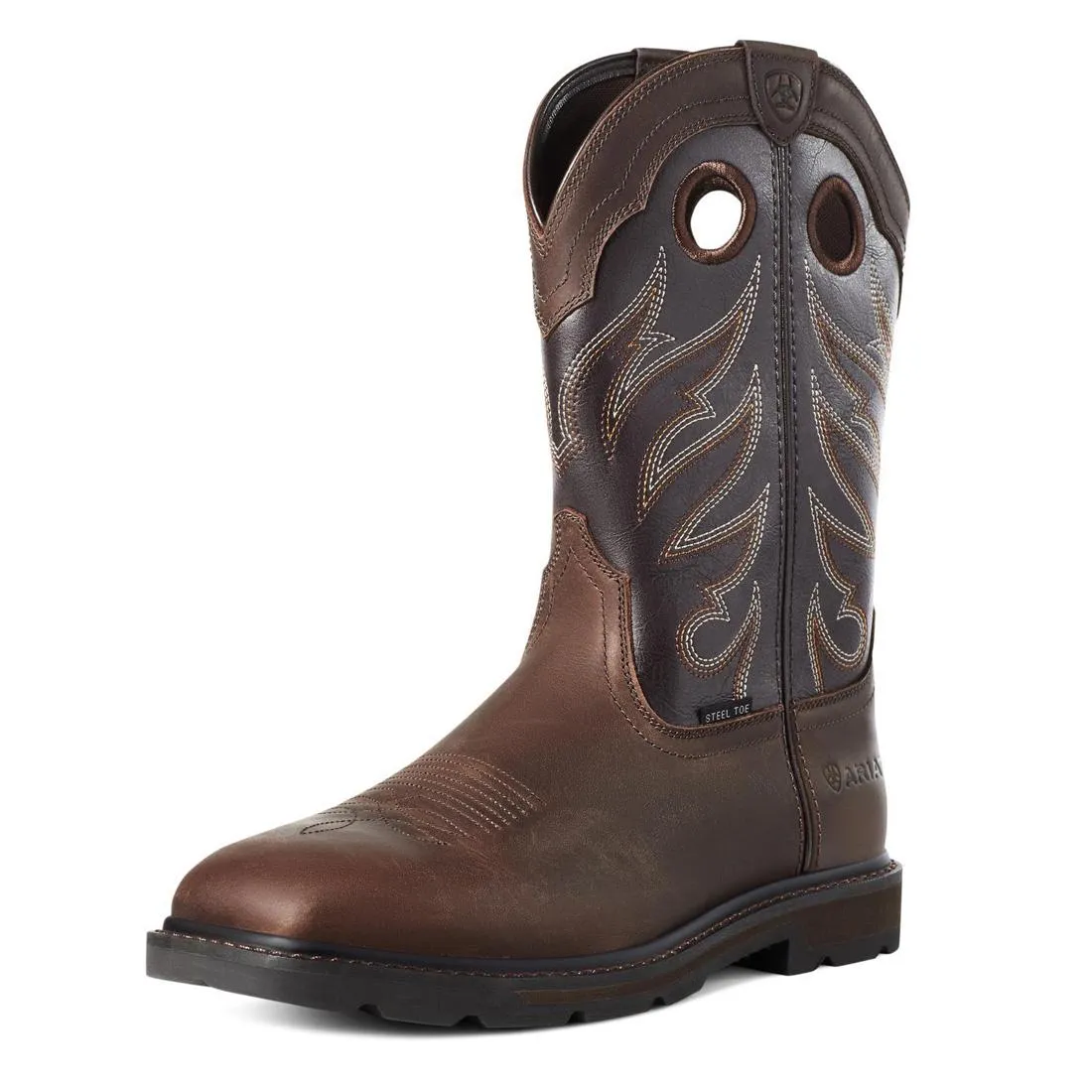 GROUNDWORK STEELTOE WIDE SQUARE TOE WORK BOOT BROWN