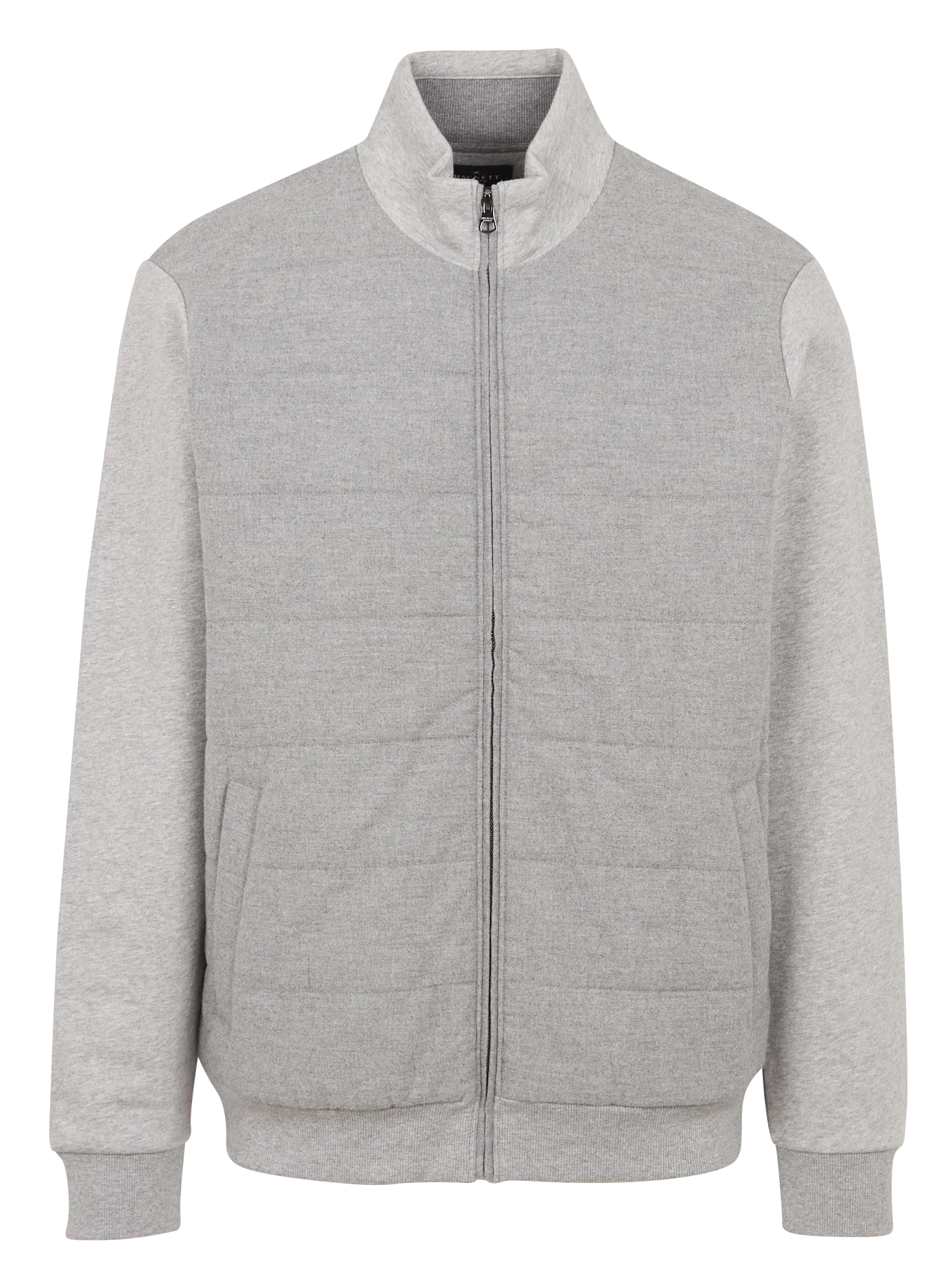HACKETT Chaqueta recta de algodón con cuello alto en gris