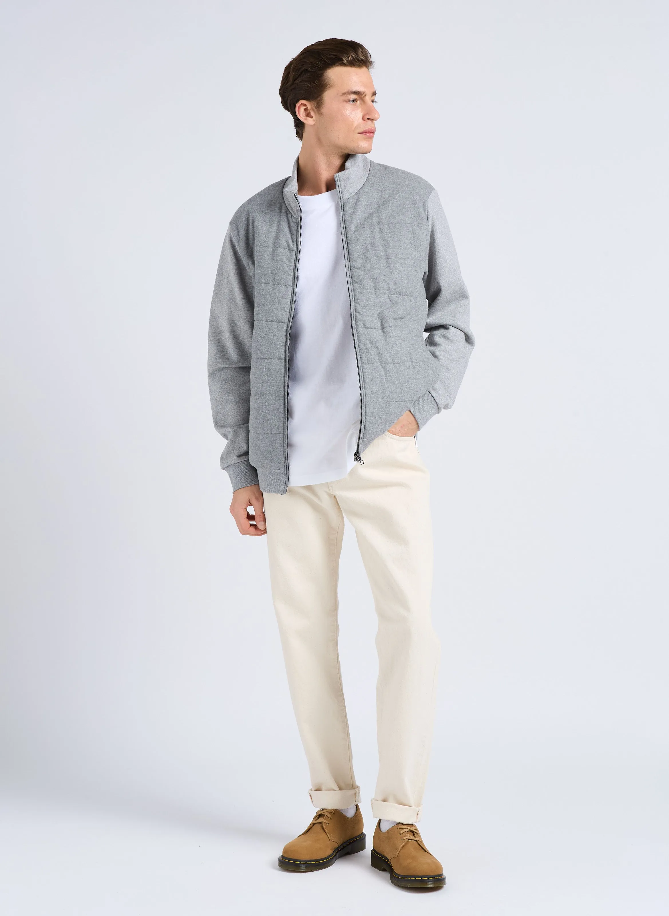 HACKETT Chaqueta recta de algodón con cuello alto en gris