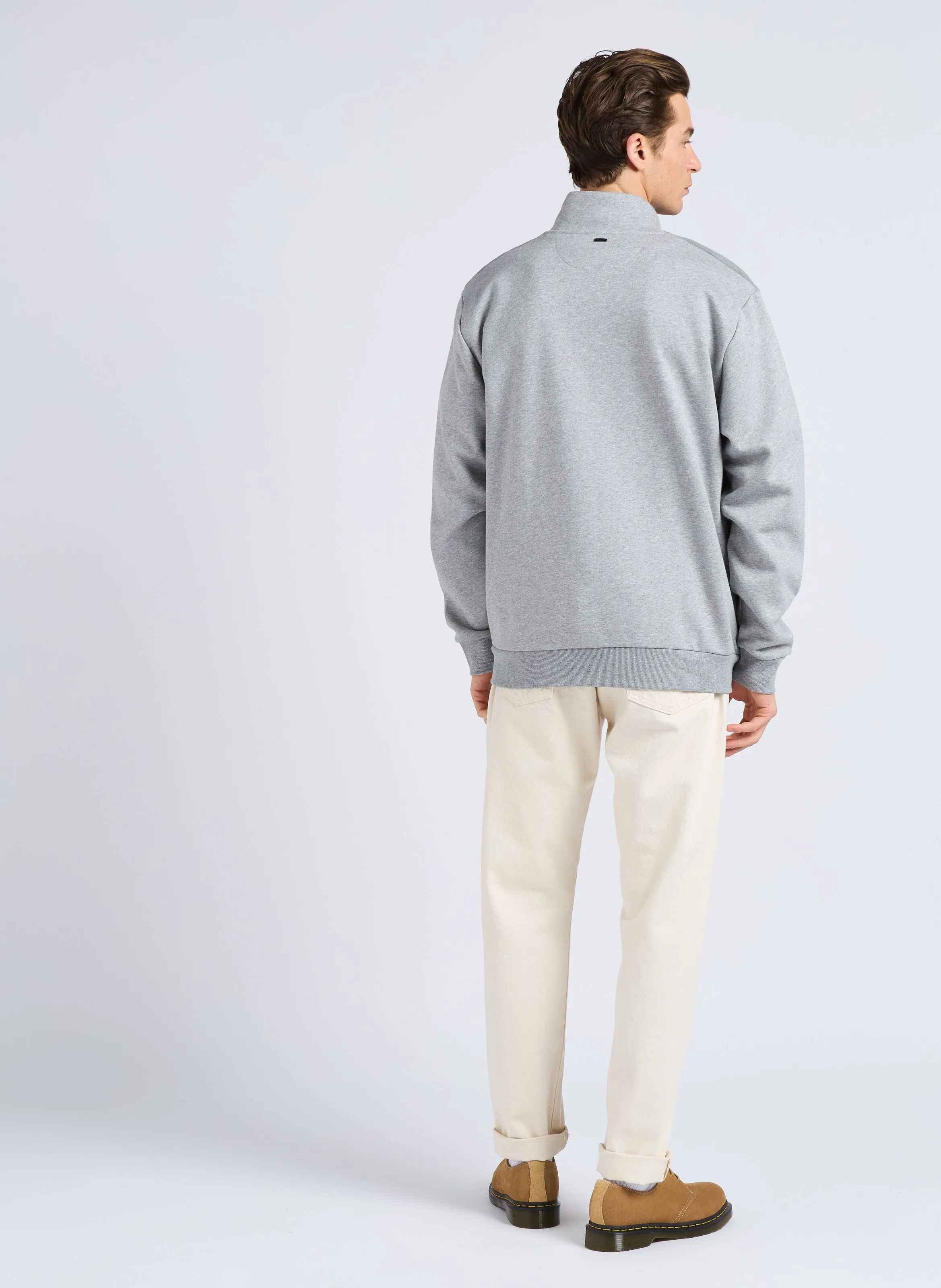 HACKETT Chaqueta recta de algodón con cuello alto en gris