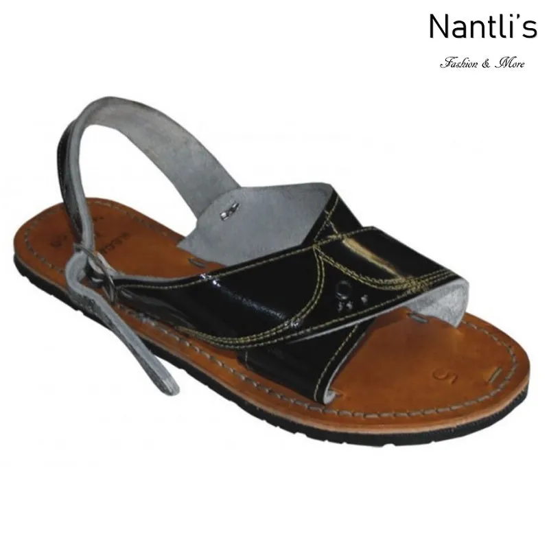 HUARACHES ARTESANALES BACRUZADO BLACK  LEATHER SANDALS
