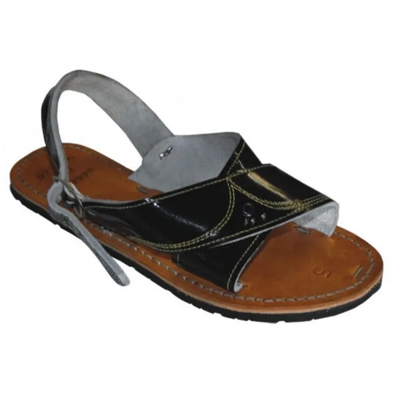 HUARACHES ARTESANALES BACRUZADO BLACK  LEATHER SANDALS