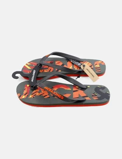 Jack & Jones Chanclas verde estampadas