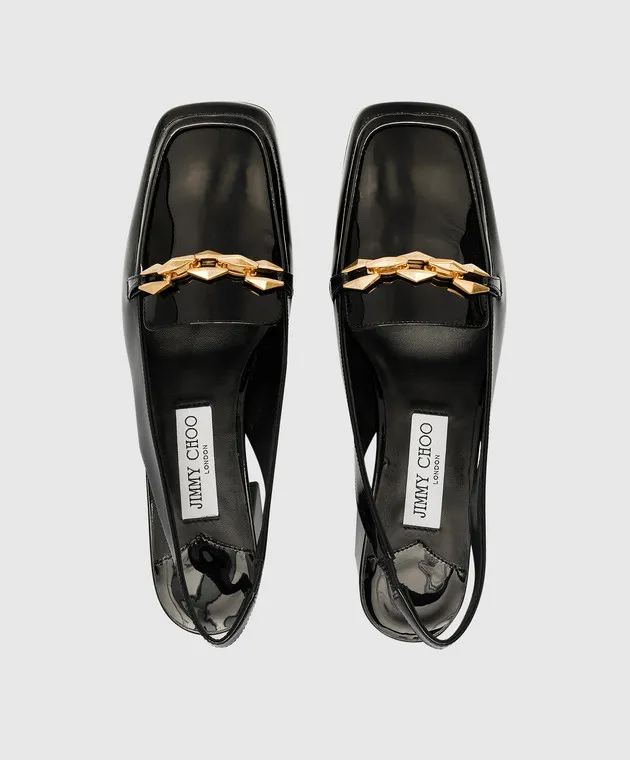 Jimmy Choo Diamond Tilda black patent leather slingbacks