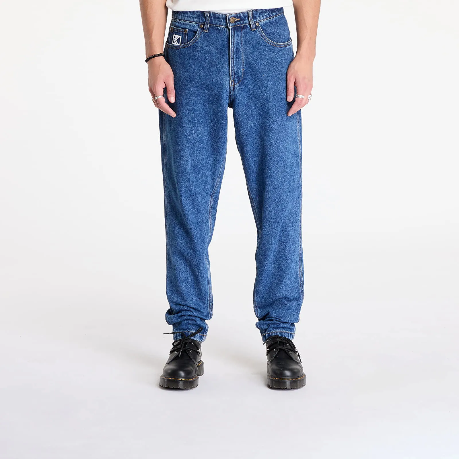 Karl Kani Pants KK Small Signature Tapered Five Pocket Denim Dark Indigo 32