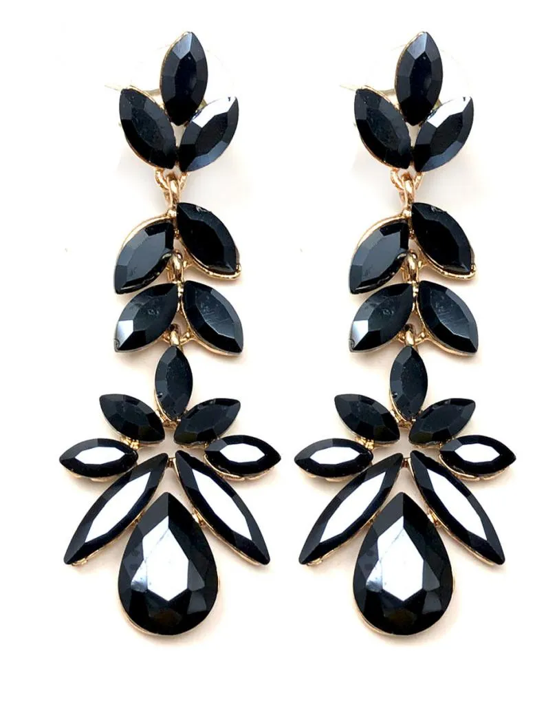 LARGOS PENDIENTES NEGROS MUY ELEGANTES PARA BODAS Y EVENTOS