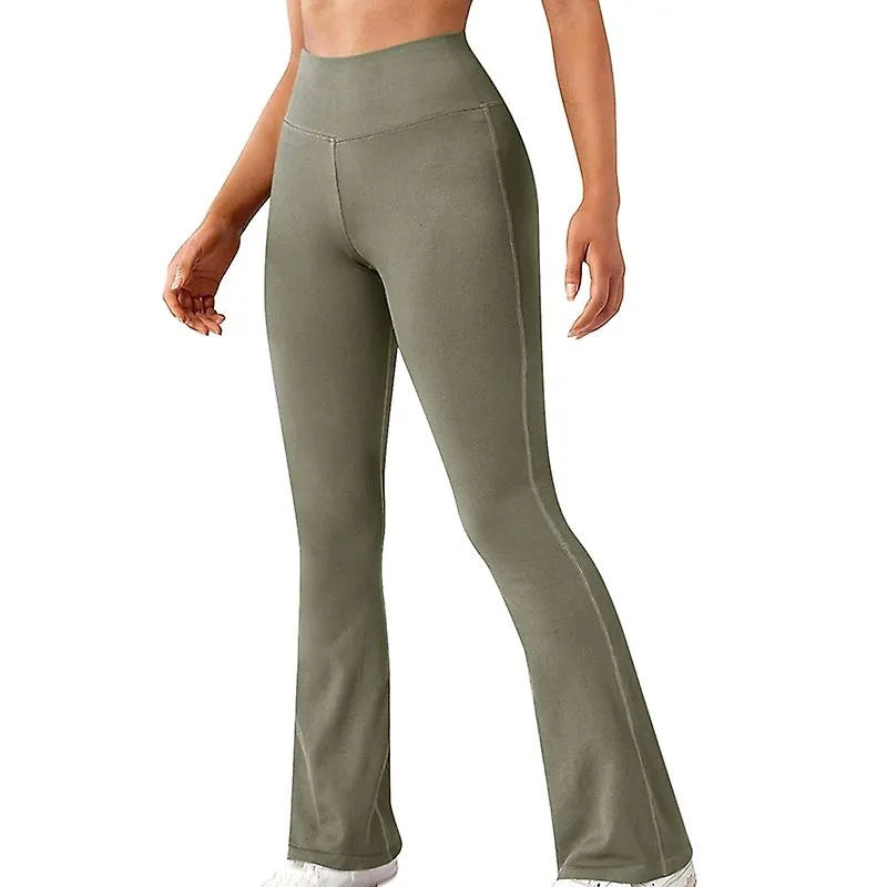 Leggings acampanados para mujer Pantalones casuales de entrenamiento de control de abdomen de cintura alta