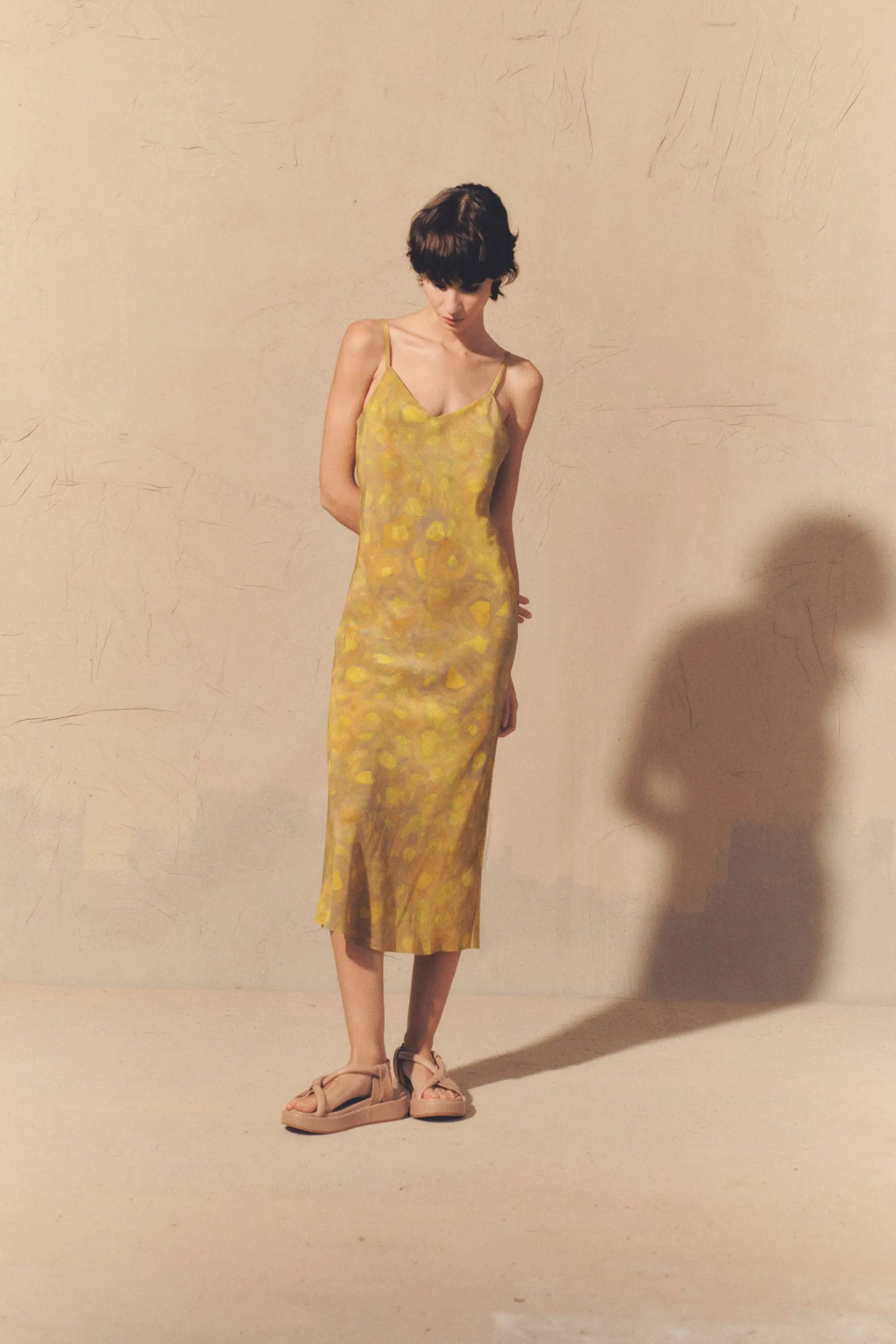 Lili, lima print silk slip dress