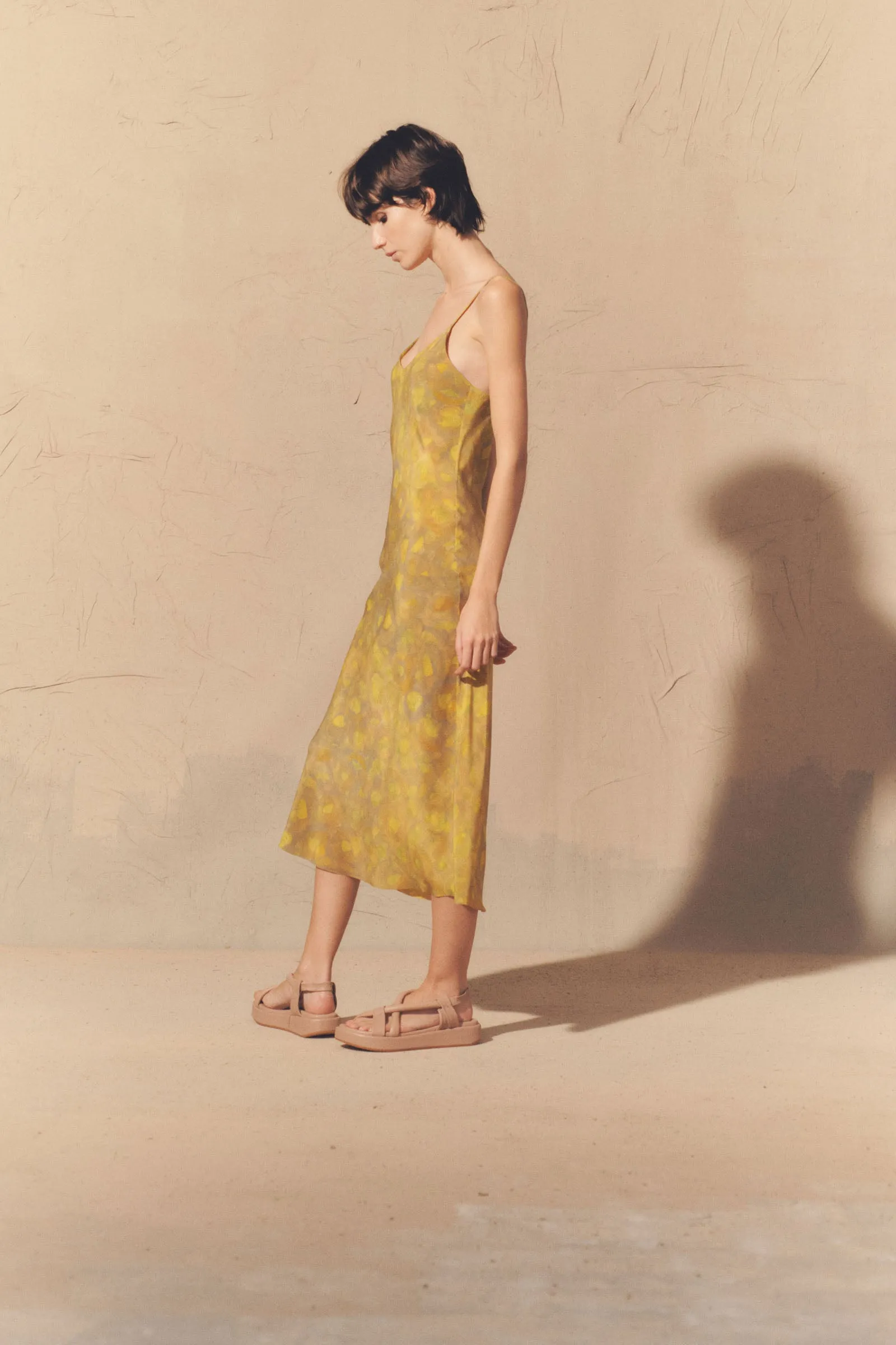 Lili, lima print silk slip dress