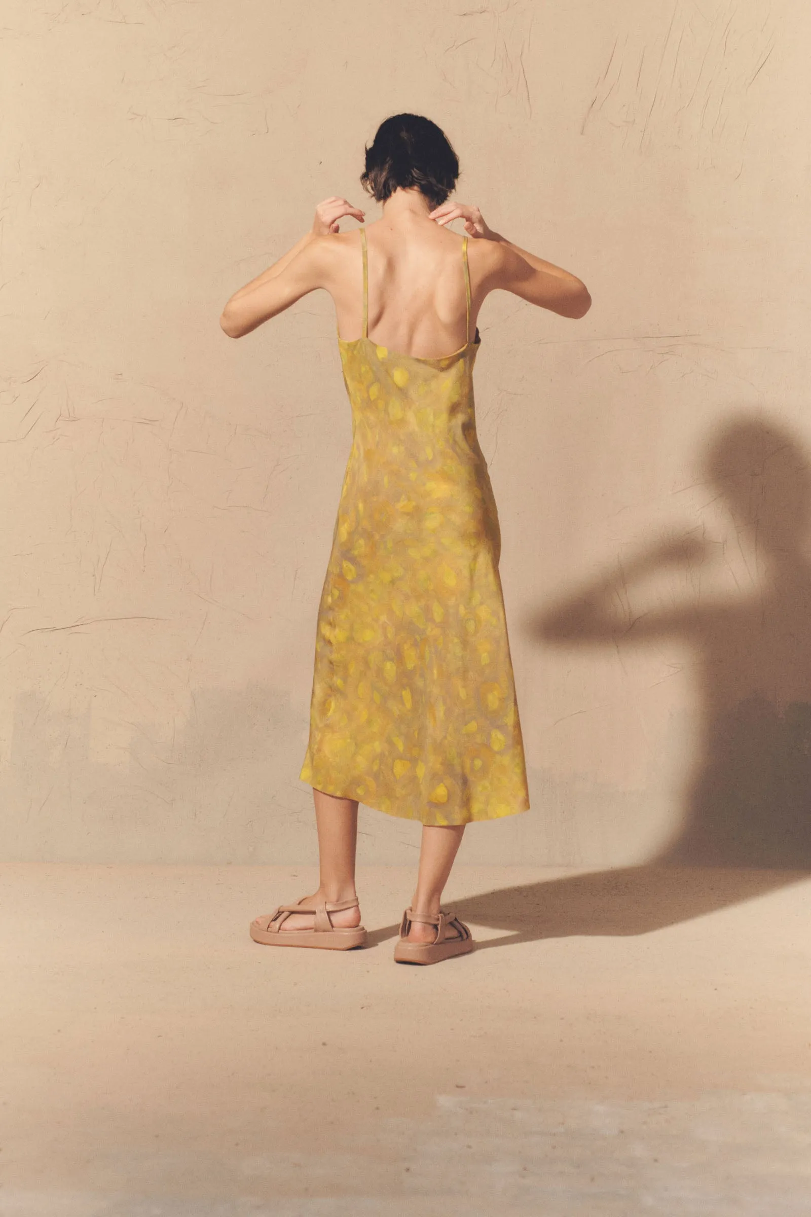 Lili, lima print silk slip dress