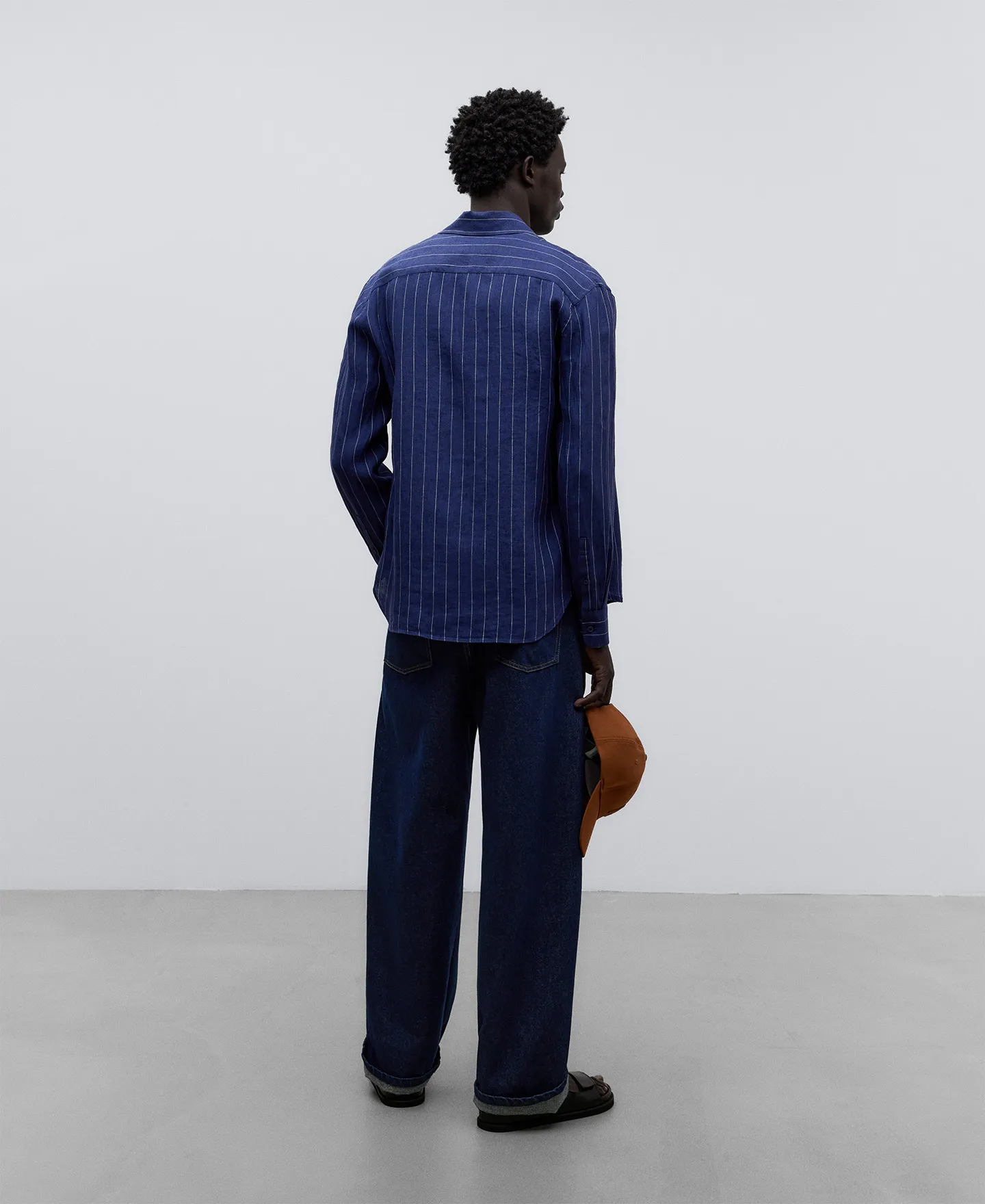 Linen striped shirt man