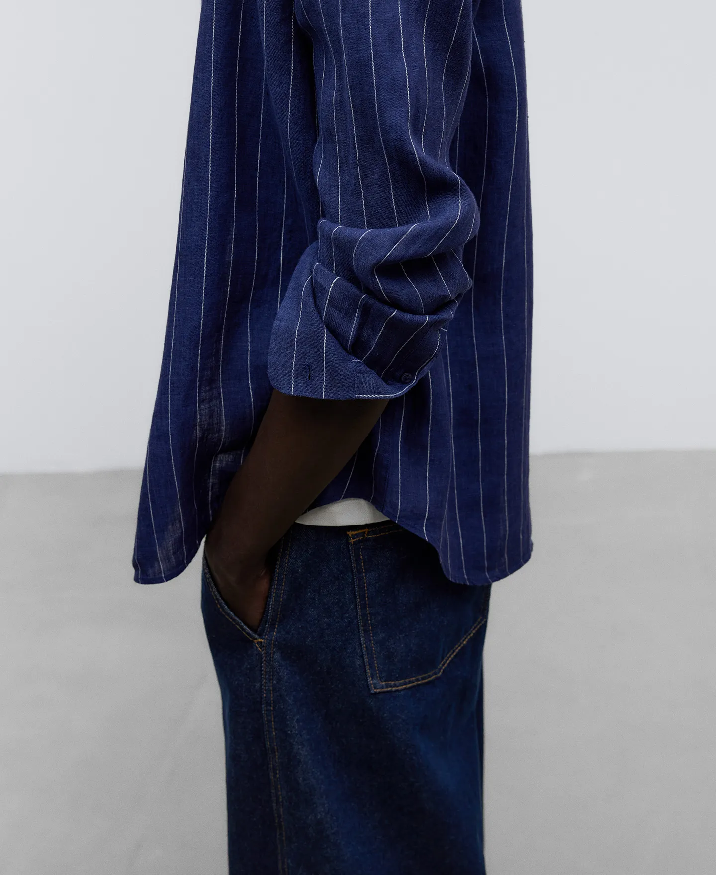 Linen striped shirt man
