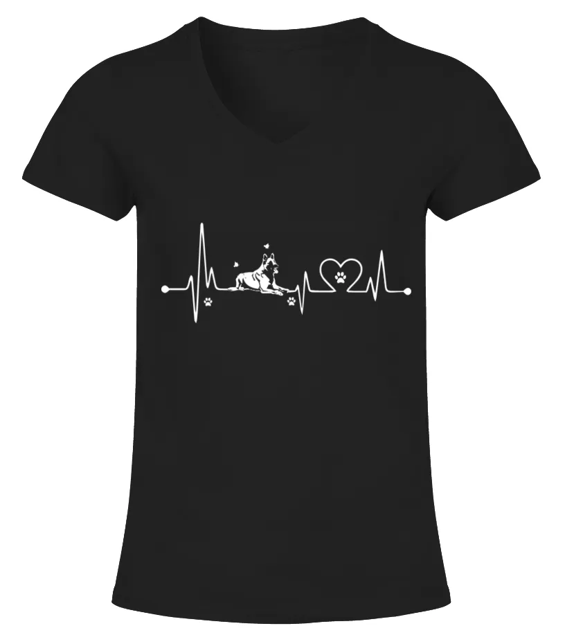Ltd. Edition Belgian malinois Heartbeat Camiseta cuello pico Mujer