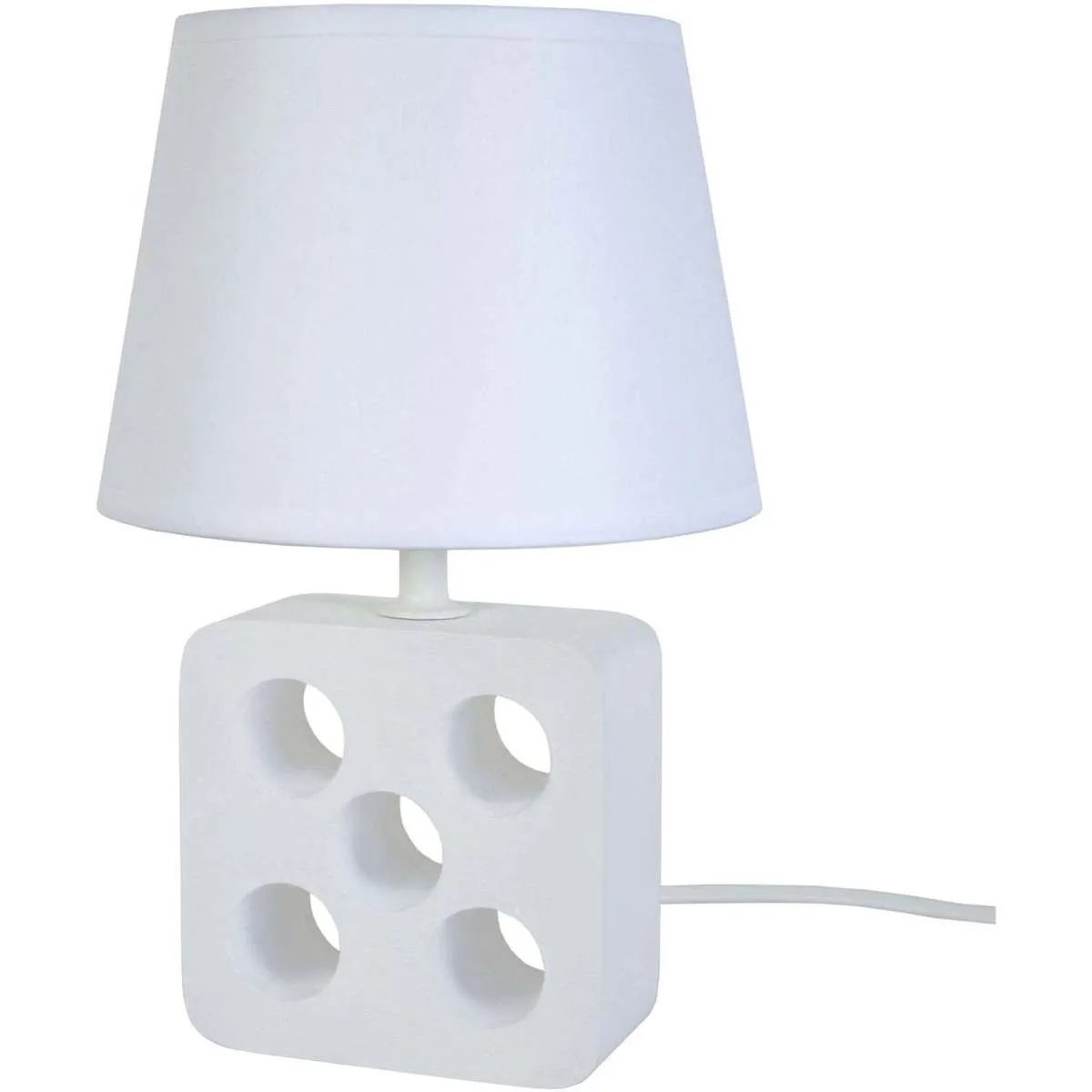 lámpara de noche redondo madera blanco